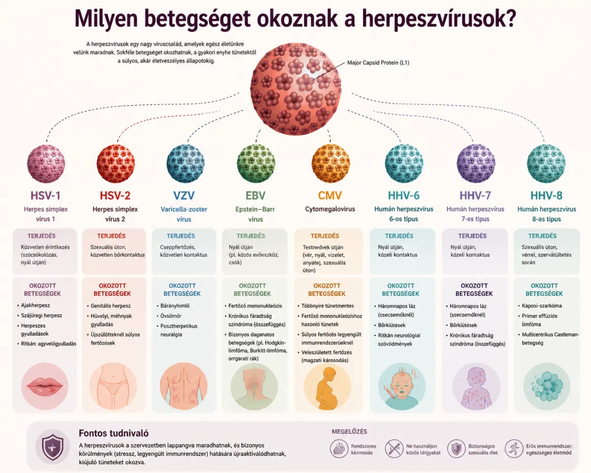 Milyen betegséget okoznak a herpeszvírusok? 